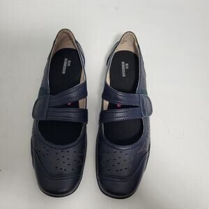 Ros Hommerson Chelsea Mary Jane Flats In Navy Leather Size 9.5 SS   122225-2825